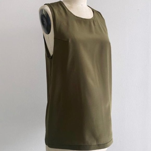 Hoi Bo Silk Singlet/Tank Top (Olive Branch) - Picture 1 of 6